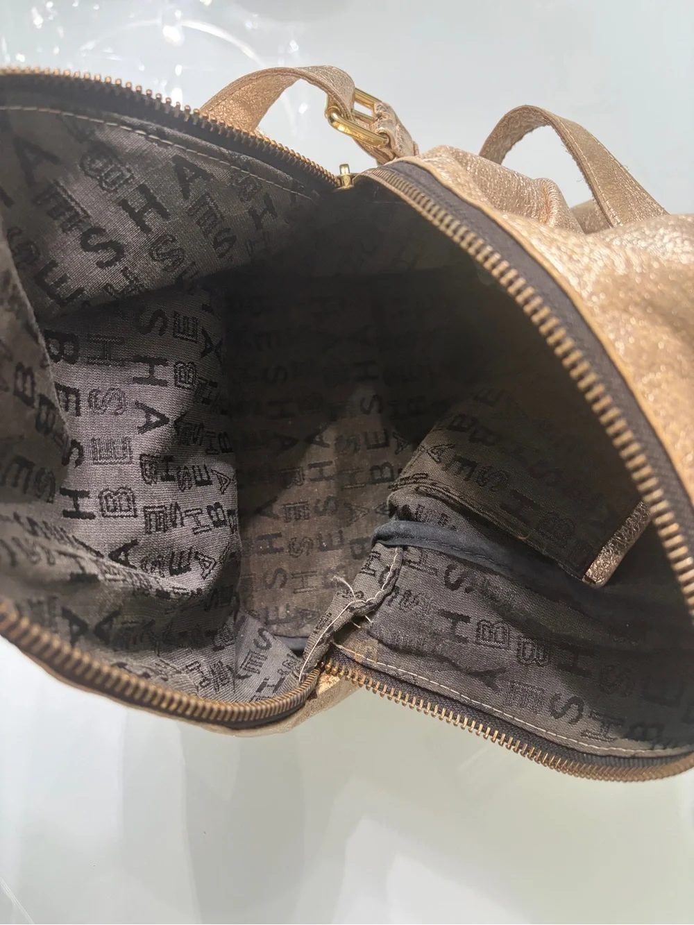 BESHA Argentinean Metallic Gold Leather Tote Bag